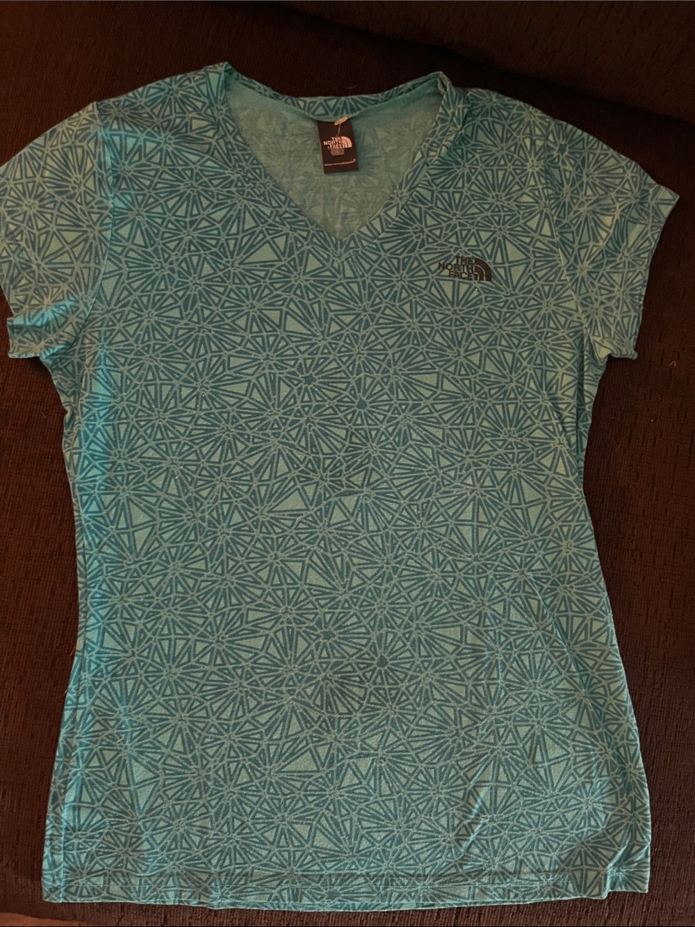The North Face Women’s Teal Geometric V-Neck Tee